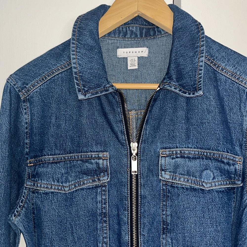 Topshop Denim Jumpsuit with Belt - Picture 5 of 7